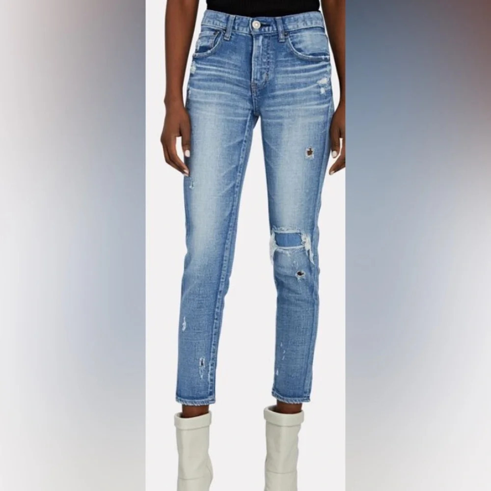Moussy Lenwood Cropped Skinny Jeans Light Wash Blue Size 24